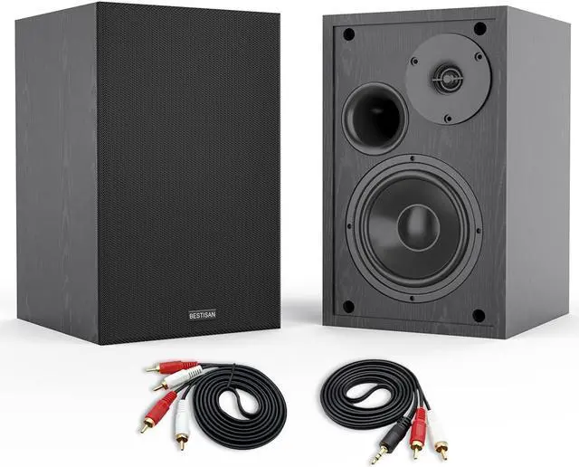 Main image of BESTISAN Bookshelf Speakers, 4 Inch Powered Bookshelf Speakers with Deep Bass, Bluetooth 5.0 Studio Monitor Speakers, 2.0 Neared Field Audio Speakers with 2 RCA Line Input, Set of 2 Black-New Model
