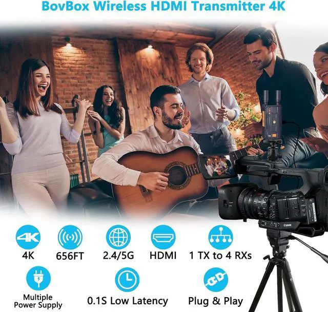 Alt view image 2 of 5 - Wireless HDMI Transmitter and Receiver 4K, 656FT(200M) Plug&Play Wireless HDMI Extender, 2.4/5G Wireless Video Transmission System for Streaming Video/Audio from Laptop/PC to HDTV/Projector/Monitor