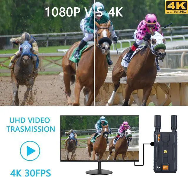 Alt view image 3 of 5 - Wireless HDMI Transmitter and Receiver 4K, 656FT(200M) Plug&Play Wireless HDMI Extender, 2.4/5G Wireless Video Transmission System for Streaming Video/Audio from Laptop/PC to HDTV/Projector/Monitor