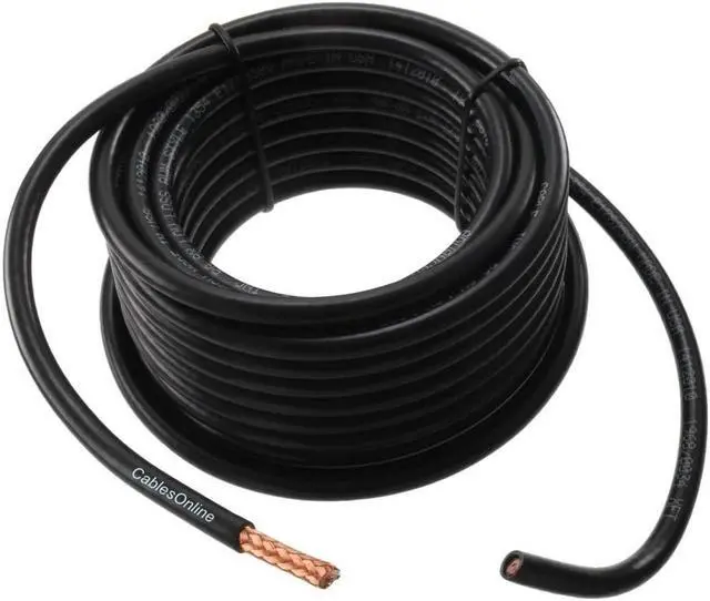 Main image of CablesOnline, 50ft. RG8X (Mini-RG8) 50-Ohm 16-AWG Bare-Copper Made-in-The-USA Bulk Coax Cable, Black, R8X-050