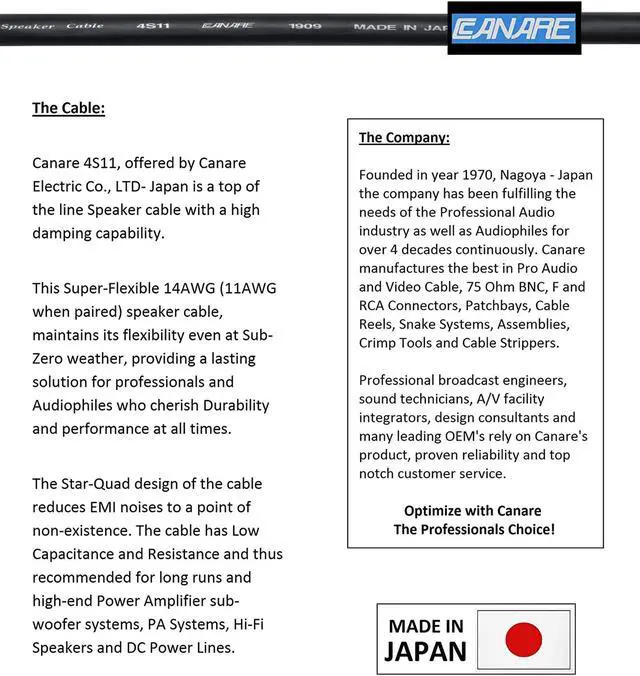 Alt view image 2 of 5 - WORLDS BEST CABLES 8 Foot - Canare 4S11  Audiophile Grade - HiFi Star-Quad Bi-Wire Speaker Cable Pair with Eminence Gold Banana & Spade Connectors [Spade x2  Banana x4]