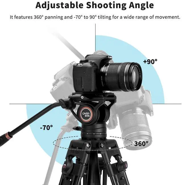 Alt view image 5 of 5 - Cayer BV30L 72 Inches Video Tripod System Kit and FP2450 Video Tripod