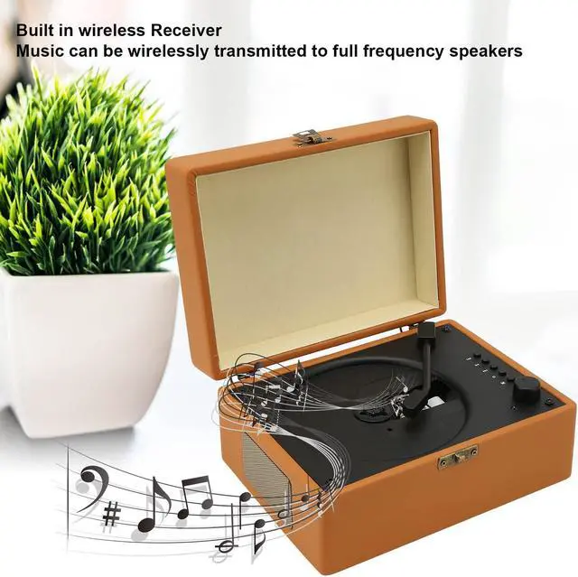 Alt view image 2 of 5 - Suitcase CD Player, Stereo 2.0 HiFi Sound Record Player with Remote Control Professional CD Player for Home Office Brown