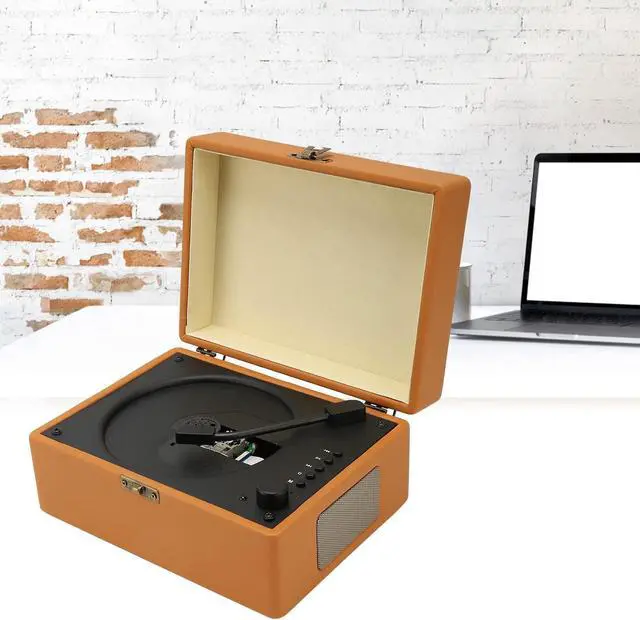 Alt view image 4 of 5 - Suitcase CD Player, Stereo 2.0 HiFi Sound Record Player with Remote Control Professional CD Player for Home Office Brown