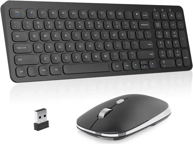 Main image of cimetech Wireless Keyboard Mouse Combo, Compact Full Size Wireless Keyboard and Mouse Set Less Noise Keys 2.4G Ultra-Thin Sleek Design for Windows, Computer, PC, Notebook, Laptop - Matte Black