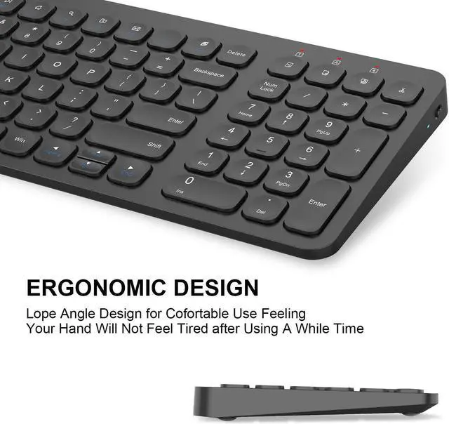 Alt view image 4 of 5 - cimetech Wireless Keyboard Mouse Combo, Compact Full Size Wireless Keyboard and Mouse Set Less Noise Keys 2.4G Ultra-Thin Sleek Design for Windows, Computer, PC, Notebook, Laptop - Matte Black