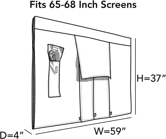 Alt view image 3 of 5 - Covermates Outdoor Full TV Cover  Various Sizes, Heavy-Duty Polyester, Weatherproof, Dustproof, Remote Pocket, Outdoor TV Covers, 65-68 Inch Screen Size, Ripstop Black