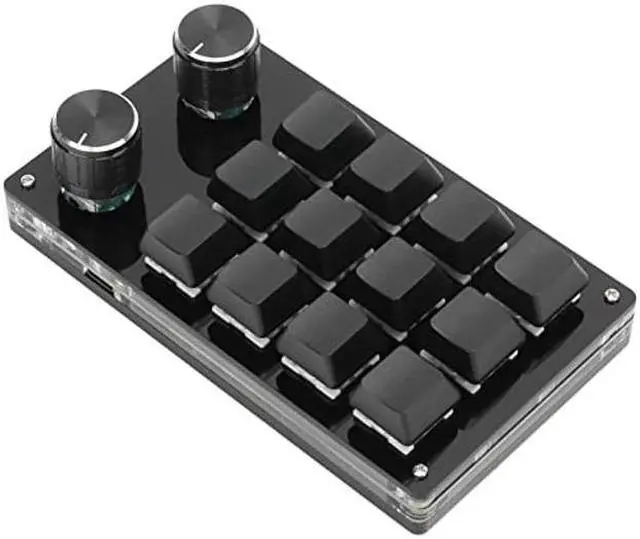 Main image of Cuifati One Handed Macro Mechanical Keyboard, 12 Key Mini Programmable Micro Keyboard, Fully Programmable Keys and 2 Knob, for, for Vista, for, for Macos(Full Black)