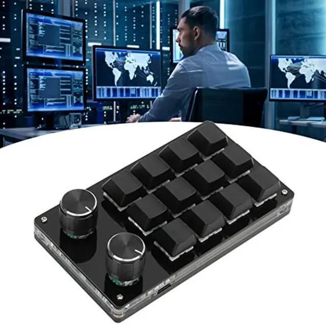 Alt view image 2 of 5 - Cuifati One Handed Macro Mechanical Keyboard, 12 Key Mini Programmable Micro Keyboard, Fully Programmable Keys and 2 Knob, for, for Vista, for, for Macos(Full Black)
