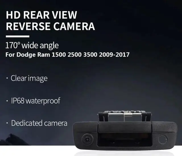 Alt view image 2 of 5 - CZSWCH Tailgate Handle Backup Camera for Dodge Ram (2009-2017) HD Rear View Camera Night Vision IP68 Waterproof 170° Wide Viewing (RCA Connect)