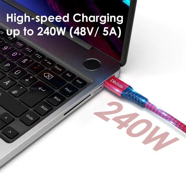 Alt view image 4 of 5 - Dbilida 240W for Thunderbolt 3 Cable 40Gbps 6.6 ft, USB C Cable with PD 3.1, Single 8K/5K@60Hz, 4K 144Hz Dual 4K for iPhone 15/Plus/Pro/Pro Max, eGpu,MacBook Pro, Docking, Hub, SSD