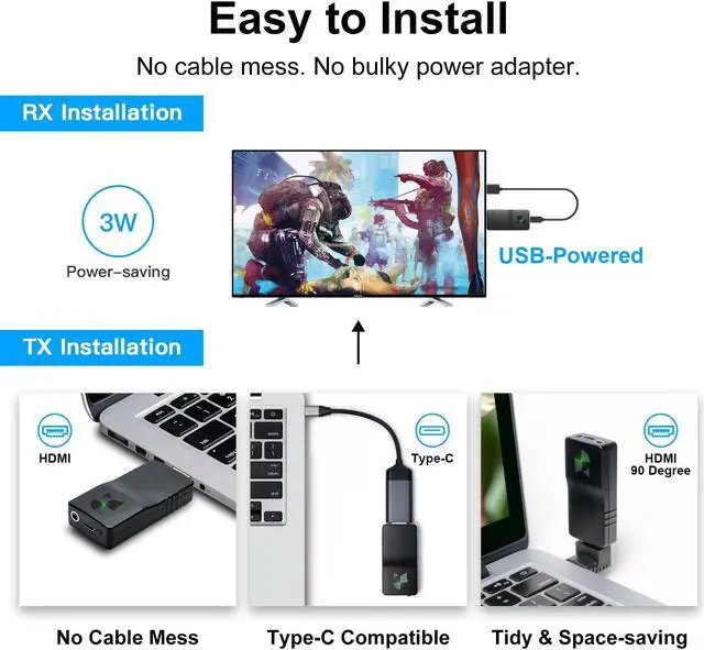 Alt view image 5 of 5 - DDMALL Wireless HDMI Transmitter and Receiver, Portable 2.4G/5G Wireless HDMI Extender Kit for Stream Video and Audio to Monitor from PC/TV/DV/Box/Projector, Supports Many to Many (WHE-10)