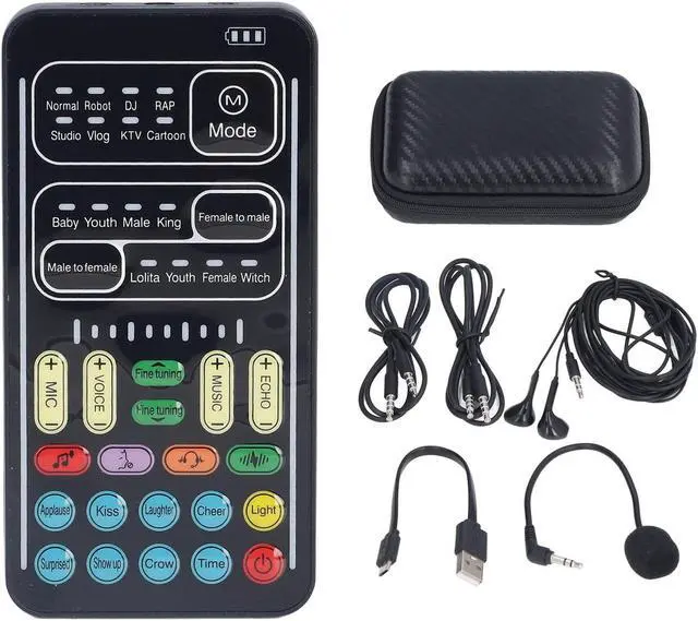 Main image of Voice Changer for Broadcast Game, Portable Mini Voice Changer Device with 8 Different Sounds, Live Sound Card Voice Changer Mini Sound Card for Game Anchor Recording Computer