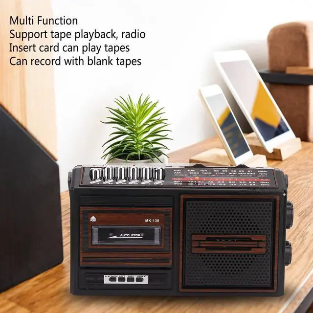 Alt view image 2 of 5 - Retro Boombox Cassette Player AM/FM Radio Stereo, Vintage Tape Player Recorder Cassette with Speaker and Earphone Jack, Stereo Sound System for Elderly Children, Full Band Noiseless, Gifts(US Brown)