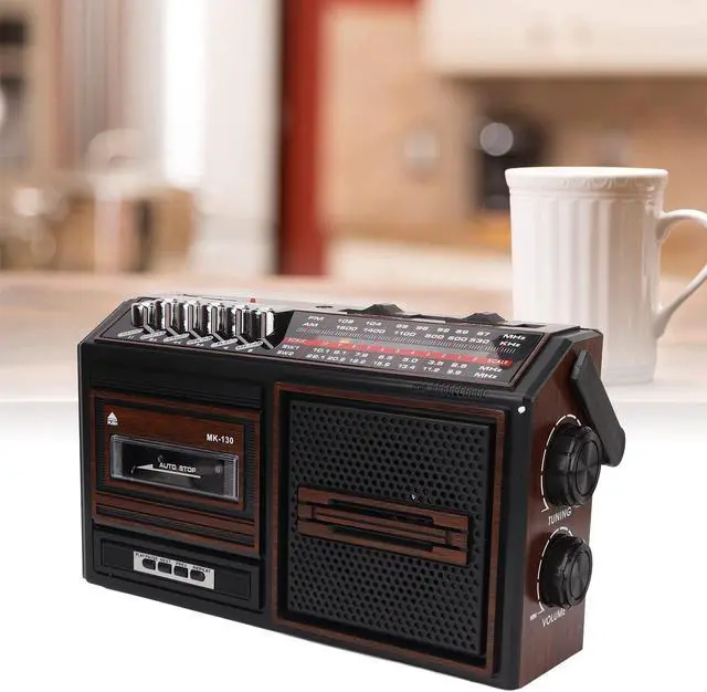 Alt view image 3 of 5 - Retro Boombox Cassette Player AM/FM Radio Stereo, Vintage Tape Player Recorder Cassette with Speaker and Earphone Jack, Stereo Sound System for Elderly Children, Full Band Noiseless, Gifts(US Brown)
