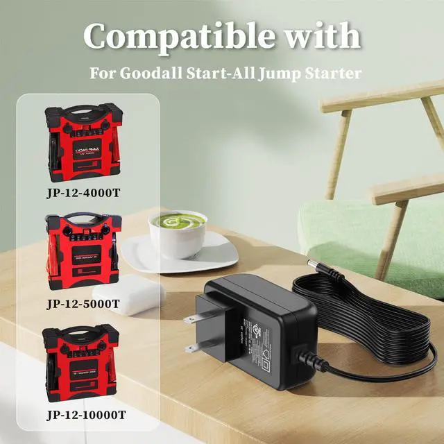 Alt view image 4 of 5 - 18V Charger for Goodall Manufacturing JP-12-4000T JP-12-5000T JP-12-10000T Jump Pack AC Adapter for 12V Start-All Corded Jump Pack Power Supply Cord