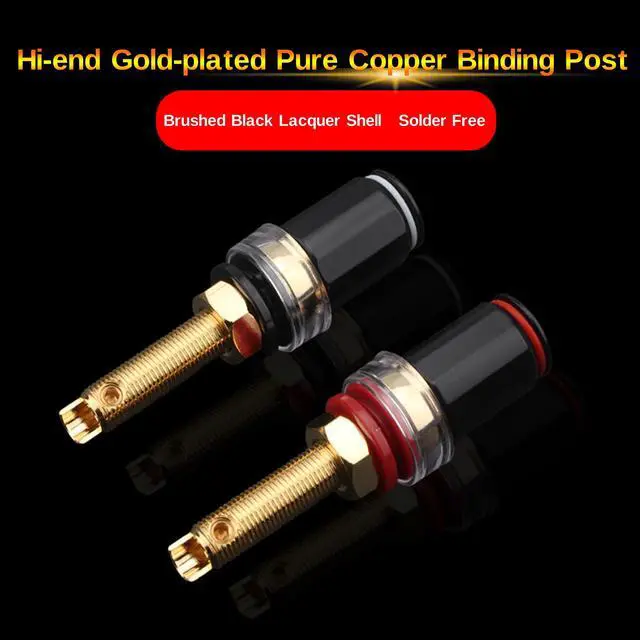 Alt view image 2 of 5 - Dufray HiFi Speaker Binding Post Banana Jack Socket 4MM, 24K Gold Plated Copper Speaker Amplifier Binding Post Terminals (4 Pack, Long)