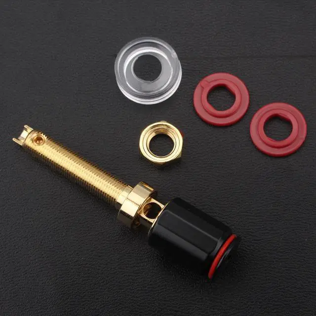 Alt view image 4 of 5 - Dufray HiFi Speaker Binding Post Banana Jack Socket 4MM, 24K Gold Plated Copper Speaker Amplifier Binding Post Terminals (4 Pack, Long)