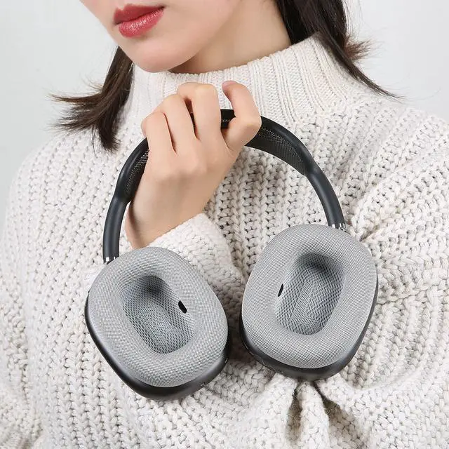 Alt view image 3 of 5 - Earrock Ear Cushions for AirPods Max Headphones Mesh Fabric Ear Pads Earcups Sweat Proof and Easy to Install with Magnet Space Gray Silvery