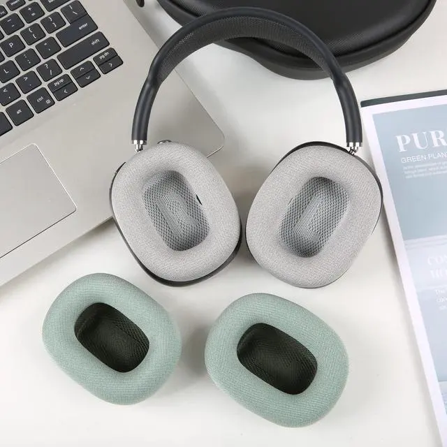 Alt view image 5 of 5 - Earrock Ear Cushions for AirPods Max Headphones Mesh Fabric Ear Pads Earcups Sweat Proof and Easy to Install with Magnet Space Gray Silvery