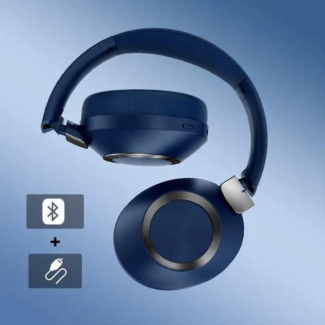 Alt view image 5 of 5 - EAORUL Active Noise Cancelling Bluetooth Over-Ear Wireless Headphones - 100H Playtime, Deep Bass, Travel (Blue)