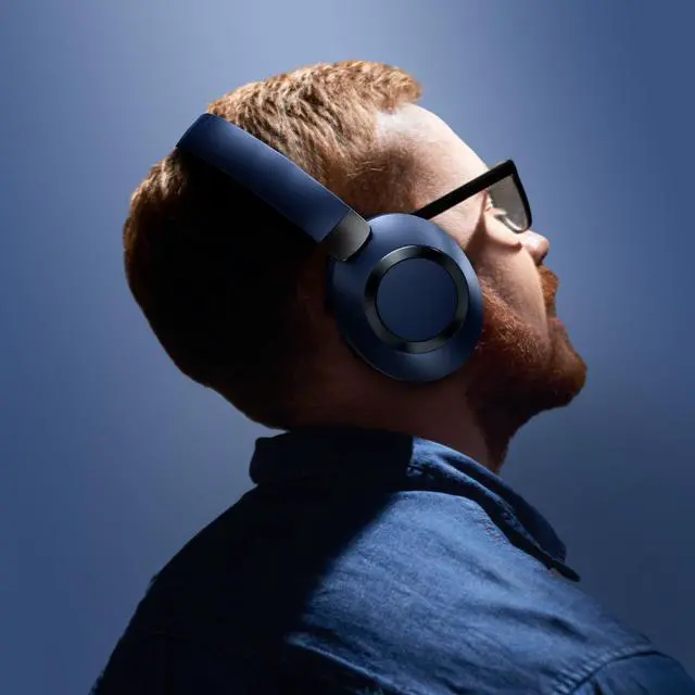 Alt view image 3 of 5 - EAORUL Active Noise Cancelling Bluetooth Over-Ear Wireless Headphones - 100H Playtime, Deep Bass, Travel (Blue)