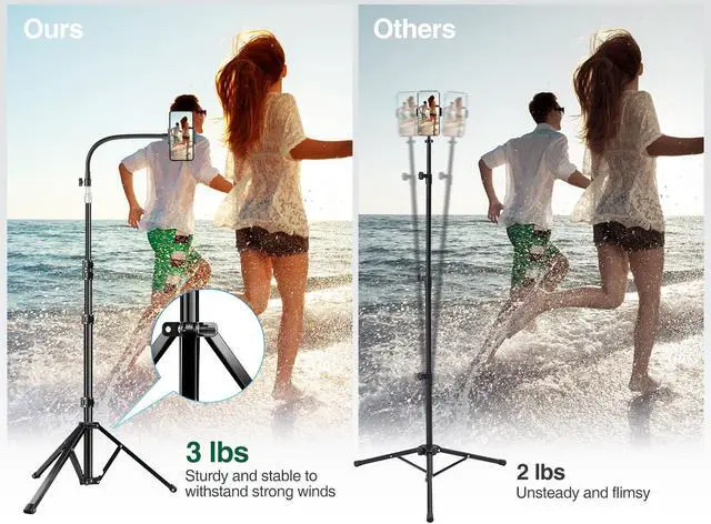 Alt view image 5 of 5 - elitehood 80 Tall Phone Stand Tripod, Floor Phone Recording Stand, Heavy Duty Adjustable iPhone Tripod Stand Compatible with iPhone 15 14 13 12