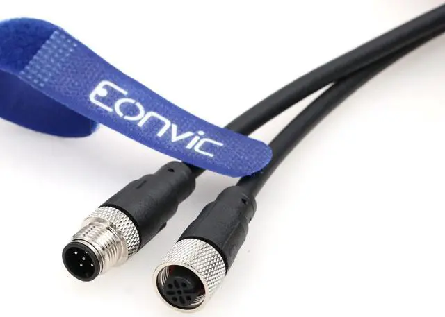 Alt view image 4 of 5 - Eonvic Industrial M12 5 Pin Male to Female Aviation Sensor Connector Electrical PVC Cable 5M