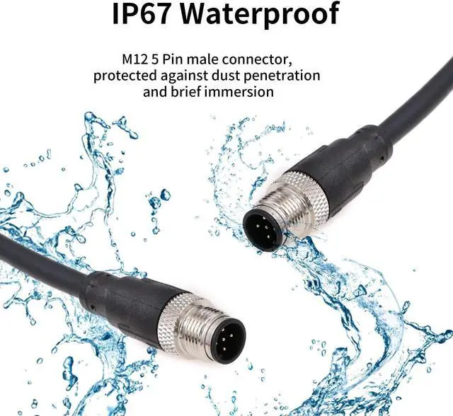 Alt view image 5 of 5 - Eonvic Industrial M12 5 Pin Male to Female Aviation Sensor Connector Electrical PVC Cable 5M