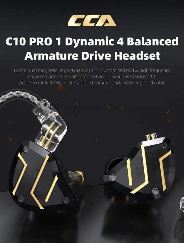 Alt view image 2 of 5 - FEDAI CCA C10 PRO in-Ear Earphones, 4BA+1DD in Ear Monitor Hybrid HiFi Stereo Noise Isolating IEM Wired Earphones/Earbuds/Headphones with Detachable Cable CPin (No-Mic, Purple)