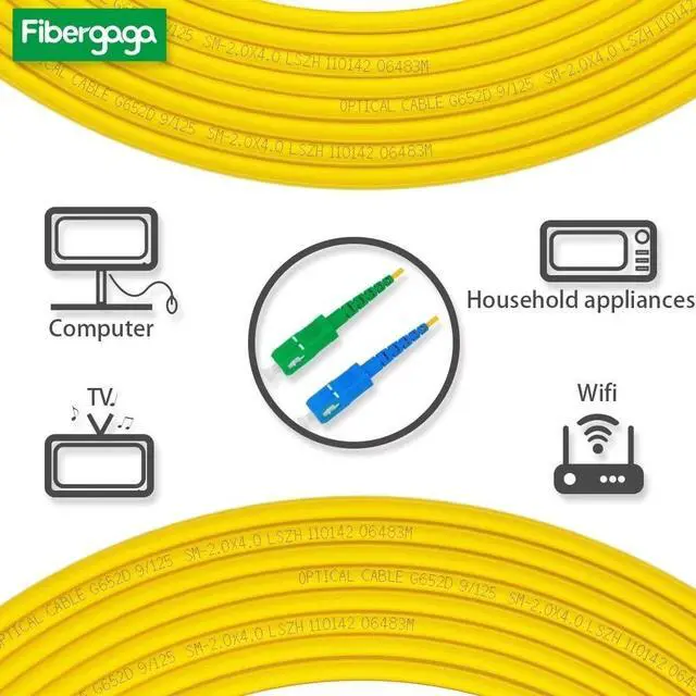 Alt view image 3 of 5 - Fibergaga-50m(164ft) OS2 SC/UPC to SC/APC Fiber Patch Cable Single Mode, Simplex, Length Option: 0.5M(1.6ft)-50m(164ft) 9/125µm 2.0mm Diameter Fiber Optic Cable, OS1/OS2 Compatible