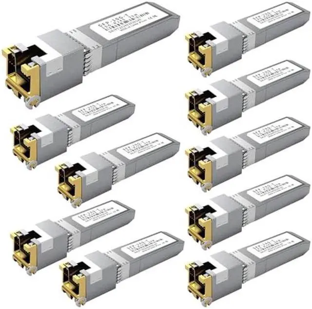 Main image of 10PCS 10GBASE-T SFP+ RJ45 Copper Transceiver Module, Multi-Rate 1.25G/2.5G/5G/10G up to 30m - Compatible with TP-Link, Cisco SFP-10G-T-S, Ubiquiti UF-RJ45-10G, Netgear, Broadcom, Mikrotik and more