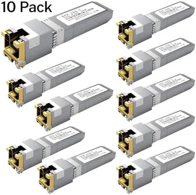 Alt view image 2 of 5 - 10PCS 10GBASE-T SFP+ RJ45 Copper Transceiver Module, Multi-Rate 1.25G/2.5G/5G/10G up to 30m - Compatible with TP-Link, Cisco SFP-10G-T-S, Ubiquiti UF-RJ45-10G, Netgear, Broadcom, Mikrotik and more