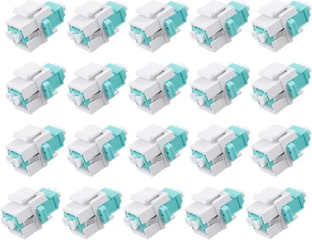 Main image of fyboptwu - 20 pcs Fiber Optic Keystone Jack Coupler LC/OM3 Duplex Multimode Coupler (MM) Fiber Optic Cable Adapter LC-LC Duplex Multi Mode Connector for Fiber Wall Plate