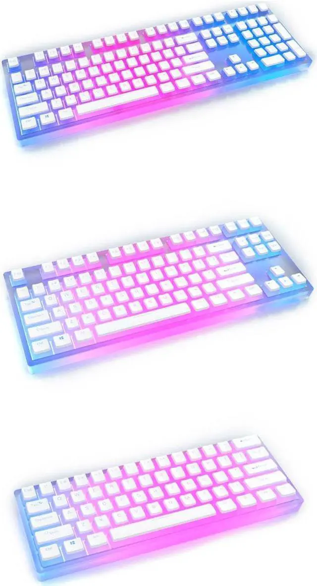 Alt view image 5 of 5 - Glacier Frosted Keycaps, PBT, Double Shot, OEM Profile, Shine Through Legends, for Mechanical Keyboard Compatible with 60%/65%/75%/80%/96%/100% (White)