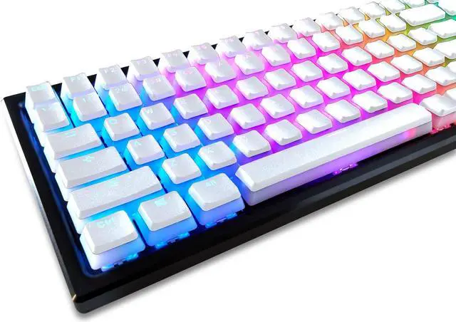 Main image of Glacier Frosted Keycaps, PBT, Double Shot, OEM Profile, Shine Through Legends, for Mechanical Keyboard Compatible with 60%/65%/75%/80%/96%/100% (White)