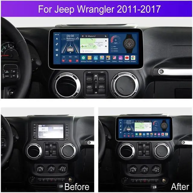 Alt view image 2 of 5 - 6GB RAM+128GB ROM for Dodge Jeep Avenger Challenger Radio Upgrade 2008 2009 2010 2011 2012 2013 2014 Android 13 Stereo Replacement Steering Wheel Control Build-in Wireless Carplay Android Auto