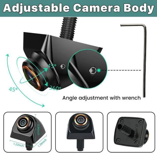 Alt view image 3 of 5 - HD Backup/Front/Side View Camera with Gold Rim, GreenYi AHD 720P Reverse Rear Cam for Car, SUV, RV, Trailer, Camper, Van, Pickup, Metal Shell, Adjustable Fisheye Lens, 170 Degree Viewing Angle(Chrome)
