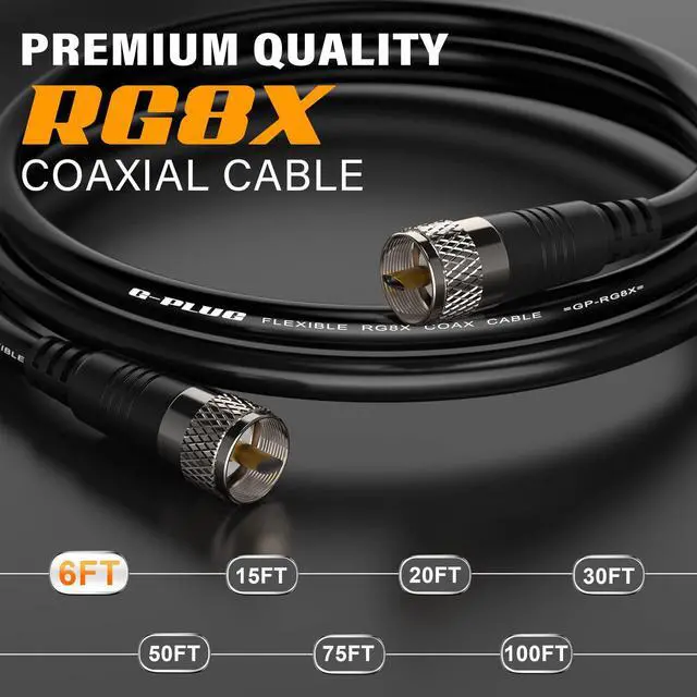 Alt view image 2 of 5 - G-PLUG RG8X Coaxial Cable 30FT  50 Ohm Low-Loss Coax with PL259 Connectors  Pure Copper Core, Dual Shielding, Waterproof PVC Jacket  for CB & HAM Radio, SWR Meter, Antenna Analyzer, RF Applications