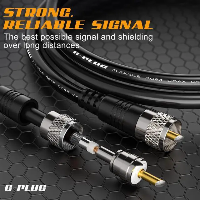 Alt view image 5 of 5 - G-PLUG RG8X Coaxial Cable 30FT  50 Ohm Low-Loss Coax with PL259 Connectors  Pure Copper Core, Dual Shielding, Waterproof PVC Jacket  for CB & HAM Radio, SWR Meter, Antenna Analyzer, RF Applications