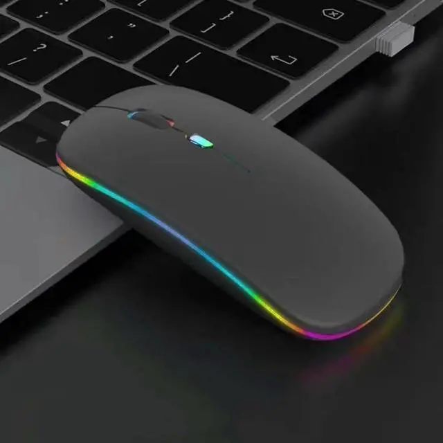 Alt view image 3 of 5 - 10 Pack Wireless Bluetooth Mouse,LED Dual Mode Rechargeable Silent Slim Laptop Mouse,Portable(BT5.2+USB Receiver) Dual Mode Computer Mice,for Laptop,Desktop Computer,Tablet,Phone,TV (Grey)
