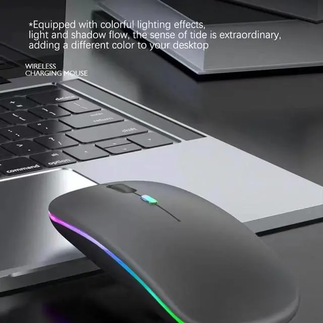 Alt view image 5 of 5 - 10 Pack Wireless Bluetooth Mouse,LED Dual Mode Rechargeable Silent Slim Laptop Mouse,Portable(BT5.2+USB Receiver) Dual Mode Computer Mice,for Laptop,Desktop Computer,Tablet,Phone,TV (Grey)