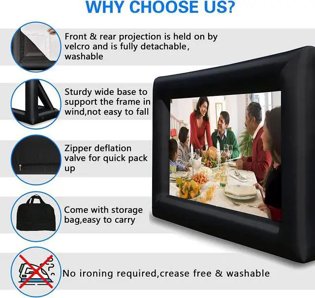 Alt view image 4 of 5 - GZKYYLEGS 20 Feet Inflatable Outdoor and Indoor Theater Projector Screen - Includes Air Blower, Tie-Downs and Storage Bag - Portable, Supports Front and Rear Projection