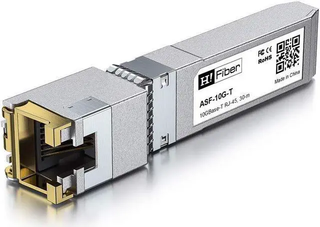 Alt view image 2 of 5 - H!Fiber 10Gb SFP+ RJ45 Transceiver, 10Gbase-T SFP+ Ethernet Module Support 10G/5G/2.5G/1.25G, Compatible with Cisco SFP-10G-T-S, Ubiquiti UF-RJ45-10G, UniFi, Meraki,MikroTik,Supermicro and More, 30m