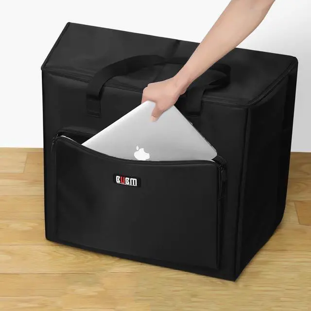 Alt view image 3 of 5 - BUBM Desktop Computer Carrying Case, Padded Nylon Carry Tote Bag for Transporting Computer Tower PC Chassis,Monitor(Up to 27 inch),Keyboard,Cable and Mouse