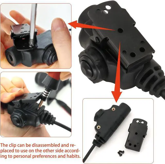 Alt view image 3 of 5 - HEARFALCOM Tactical Headset Adapter U94 V2 PTT Push to Talk Tactical PTT Adapter 2 Pin Motorol Ptt with Standard 7.00mm Jack Compatible with Civilian Version Tactical Headset (BK 2)
