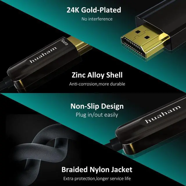 Alt view image 4 of 5 - 8K Fiber Optic HDMI Cable 65.6ft,Braided Nylon 8K HDMI Cable Ultra high Speed 48Gbps,Support 8K60Hz, 4K120Hz, Dynamic HDR, eARC Compatible PS5 PS4 Xbox Apple TV LG Samsung (Braided, 20m/65.6ft)