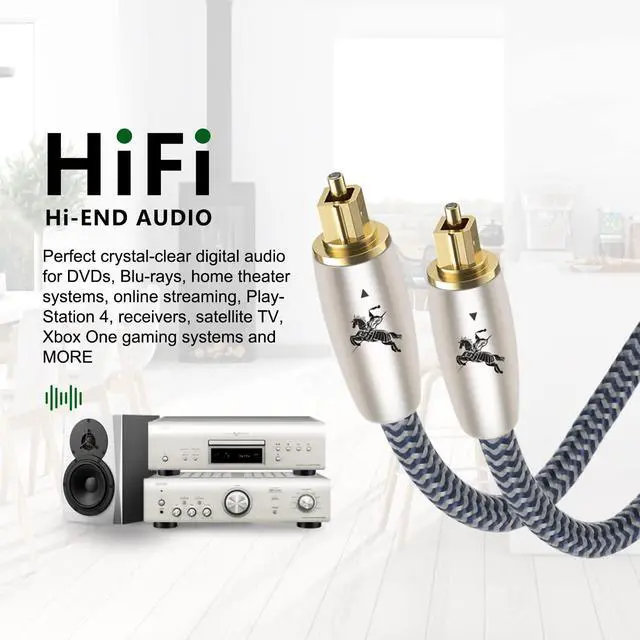 Alt view image 5 of 5 - Impeto Digital Fiber Optic Audio Cable for Sound Bar Toslink Cord Male to Male 24K Gold Plated Connector Optical Audio Cable 6ft 10ft S/PDIF Glass Core, 9.84feet/3M IMP-2201
