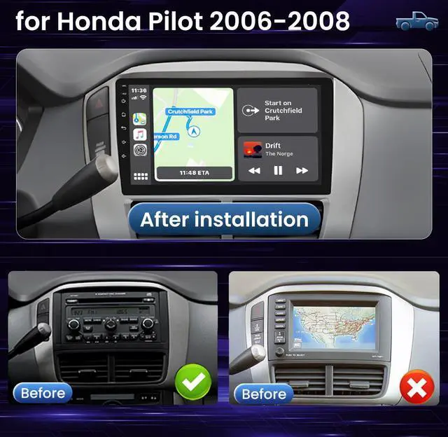 Alt view image 2 of 5 - [ +] Car Radio Stereo Accessories for Honda Pilot 2006 2007 2008: 9 Inch 1280 * 800 HD Touch Screen Replacement with 5GWIFI Backup Camera Carplay Android Auto GPS FM Bluetooth