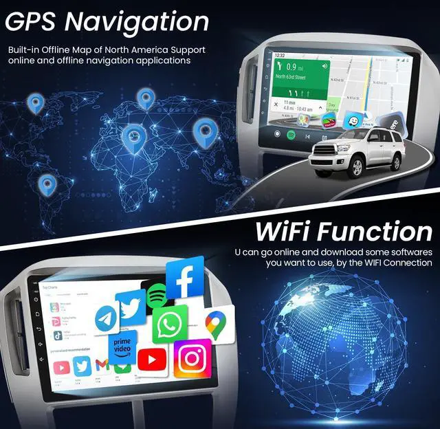 Alt view image 4 of 5 - [ +] Car Radio Stereo Accessories for Honda Pilot 2006 2007 2008: 9 Inch 1280 * 800 HD Touch Screen Replacement with 5GWIFI Backup Camera Carplay Android Auto GPS FM Bluetooth